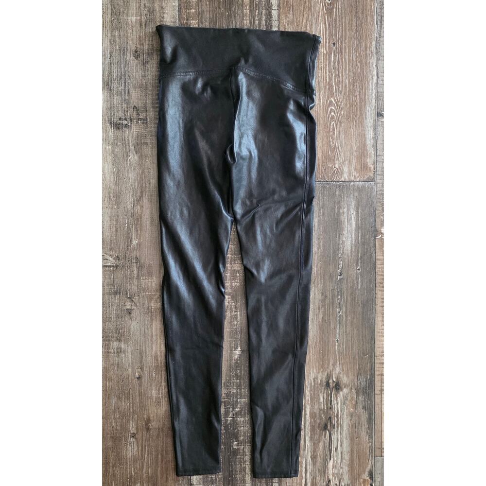 Spanx Faux Leather Black Leggings Women's Size Medium
